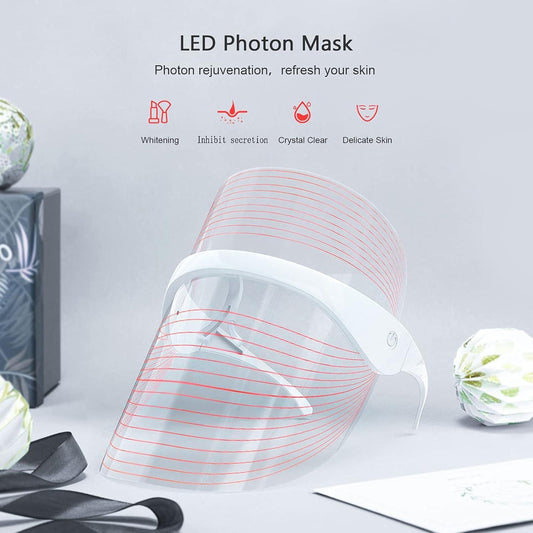 3 in 1 LED Face Mask | For Glowing Clean & Clear Skin | Anti Acne & Anti Ageing | Skin Rejuvenation | Facial at home | For All Skin Type | For Men & Women (unisex) (RED-MULTI)
