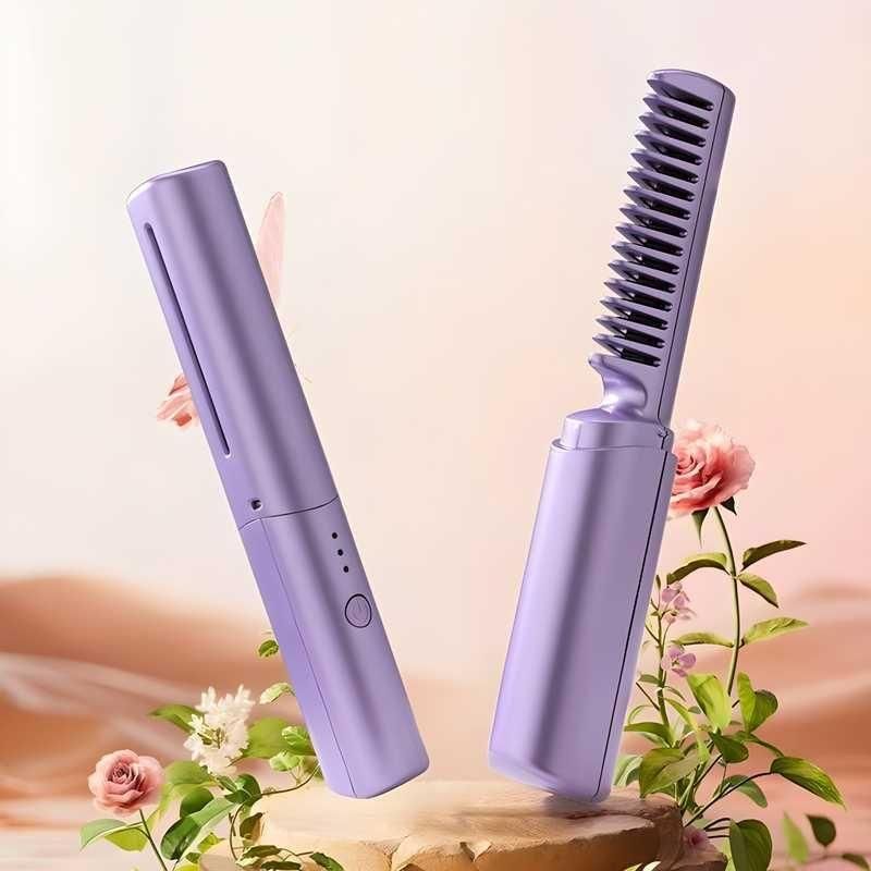 Portable Mini Hair Straightener Cordless Rechargeable Comb