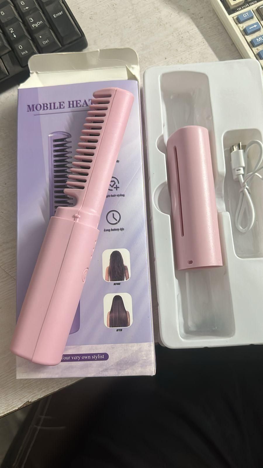 Portable Mini Hair Straightener Cordless Rechargeable Comb