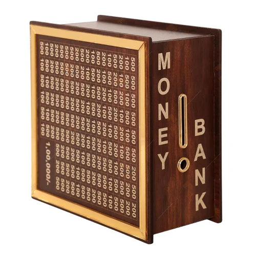Wooden Money Bank Box for Saving ₹1 Lakh – DIY Tracker Piggy Bank for Kids & Adults