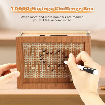 Wooden Money Bank Box for Saving ₹1 Lakh – DIY Tracker Piggy Bank for Kids & Adults