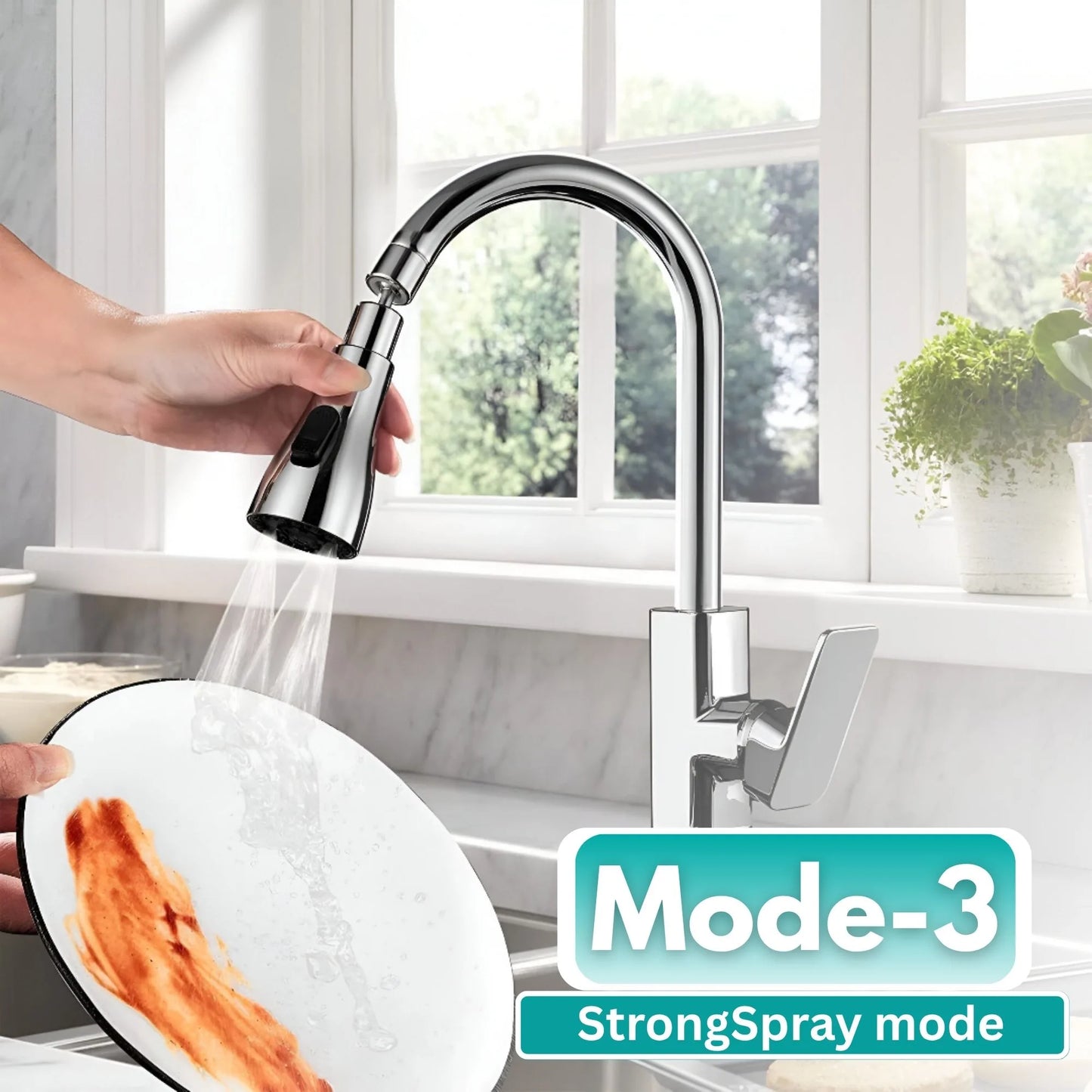 Tap Extender for Kitchen Sink – 360° Flexible Faucet Extension Attachment | 3-Mode Water-Saving Kitchen Tap Aerator Shower | Sink Tap Extension for Basin & Wash Area