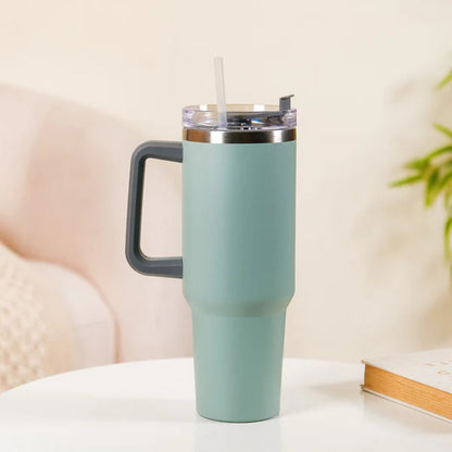 Tumbler with Handle & Lid | Insulated Reusable Stainless Steel Water Bottle | Mug for Office, Gym, Travelling